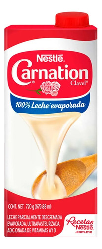 Nestle Carnation Clavel Leche Evaporada Carton 720 Grs