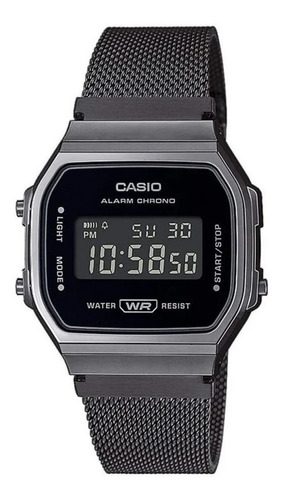 Reloj Casio Vintage Retro A-168wemb-1b Malla Tejida Gris Osc