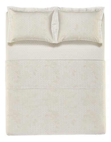 Conjunto Roupa Cama Clarissa Casal 300 Fios 4 Peças Karsten Branco/prata Liso