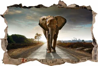 Fotomurales Decorativos Efecto 3d Elefantes - 1.50m X 1m
