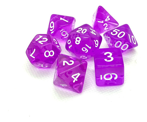 Set 7 Dados Rol - Amethyst Violeta Traslucido Muy Lejano