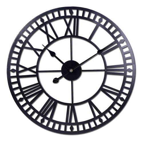 Relojes de pared decorativos de hierro negros con estructura fija en la parte inferior