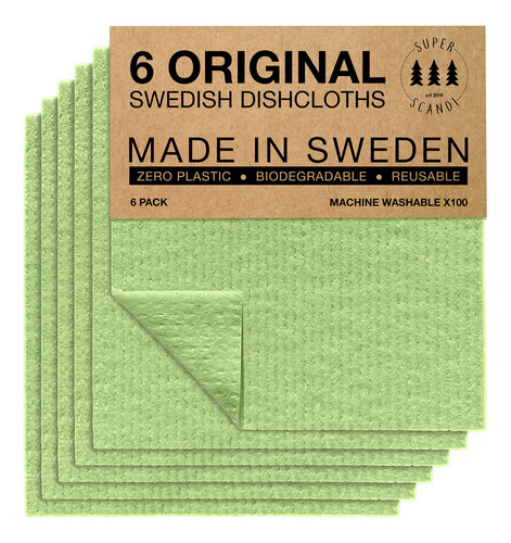 Superscandi Paños De Cocina Suecos Reutilizables De Celulo.