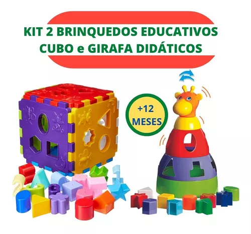 Cubo Didático Jogo De Encaixe As Peças Crianças Bebe 1 Anos Infantil  Educativo Brinquedo