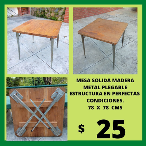 Imagen 3 de 6 de Mesas Plegable De Madera, Hierro