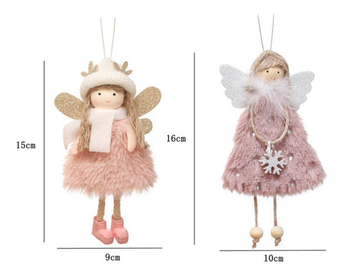 Imagen 2 de 8 de Paquete De 8 Colgantes De Ángel Navideño Para Decoración De