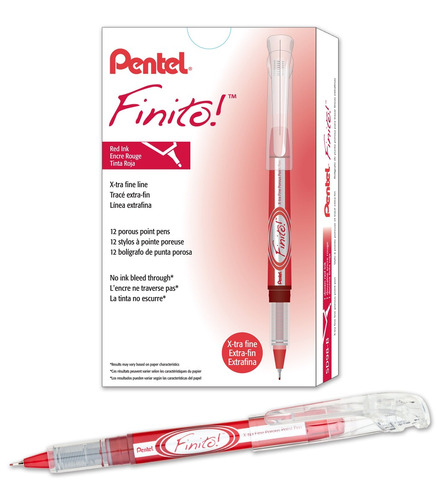 Pentel Finito Porous Point Pen, Extra Fine Point Tip, Red..