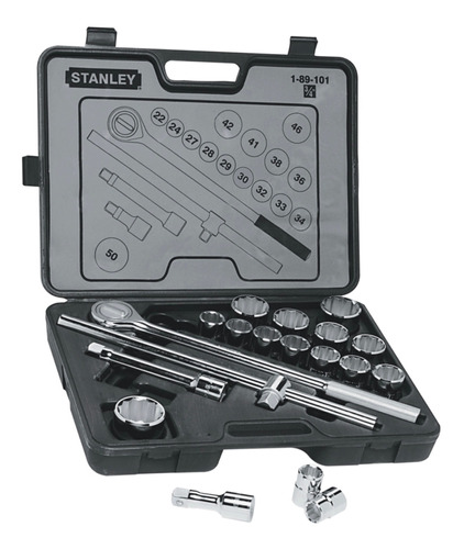 Juego De Dados / Autoclet 3/4  20 Pzas 22 A 50 Mm Stanley