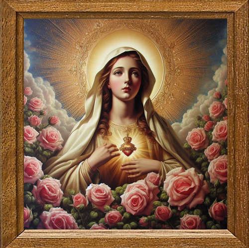 Cuadro Arte Digital Corazón De La Virgen María 50x50 Única