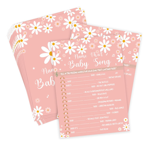 Name That Baby Song Game Boho Daisy Shower Decoracion Fiesta