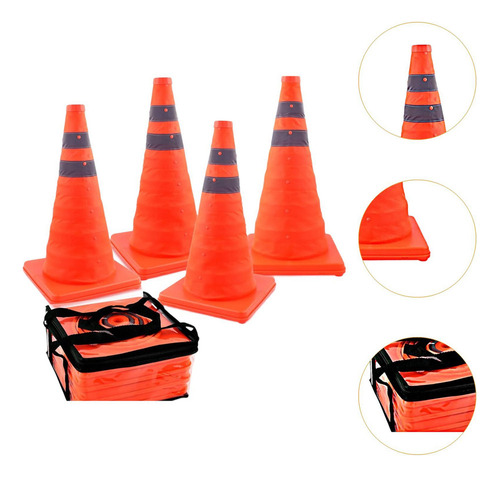 4 Conos De Estacionamiento Reflectantes Plegables De 45 Cm,