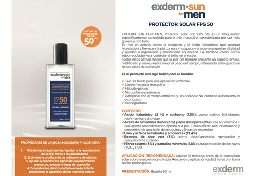 Protector Solar Fps 50 Para Hombre Exderm Sun For Men