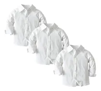 Comprar 3 Camisas Escolar Blanca Uniforme Manga Larga Vestir Formal