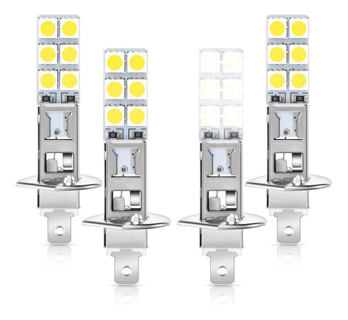 Kit De 4 Bombillas Led H1 6000 K Superblancas De 80 W, Luz A