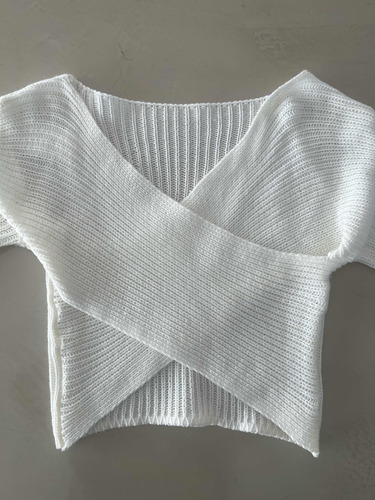 Sweater Cruzado Corto Blanco Talle S Divino