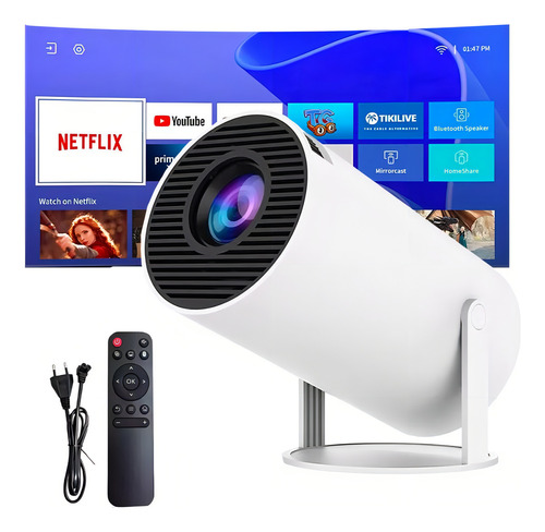 Mini Projetor Android11 Smart Hy300 4k Portátil Tv Celular Cor Branco