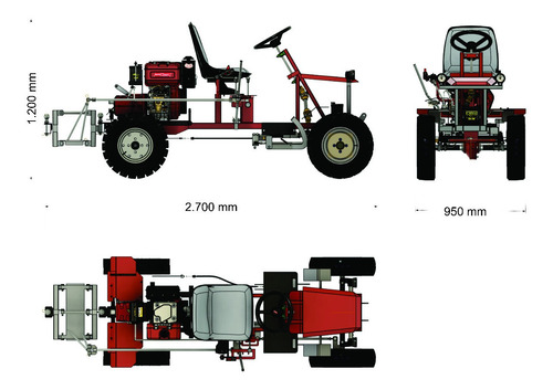 Microtrator 4 Rodas Com Volante De Direção - Diesel Aro 12