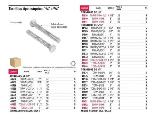 Imagen 2 de 4 de Tornillo Tipo Maquina 3/8' X 3' Fiero 44580