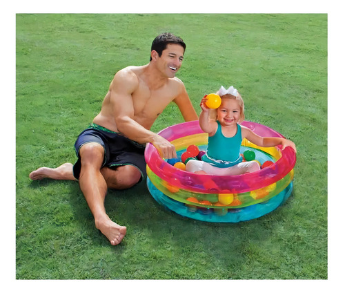 Alberca Piscina Inflable Aros Para Niños + 50 Pelotas Intex