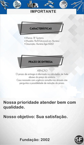 Imagem 6 de 8 de Perfil Estrutural Em Alumínio 20x120x1000mm