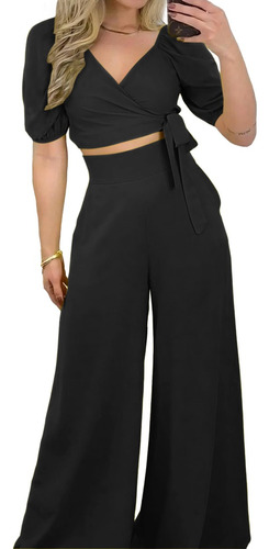 Conjunto Dama Kátaleya Blusa Cruzada Y Pantalón Sole