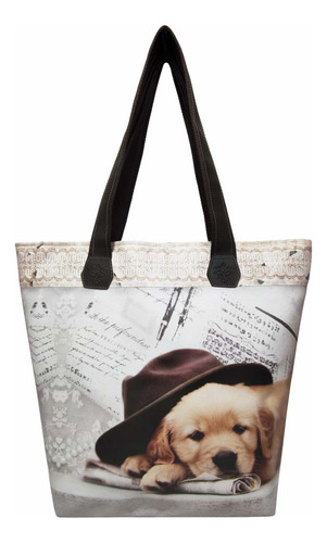 Bolsa Feminina Cachorro Com Chapéu Magicc Bolsas Cor Estampado