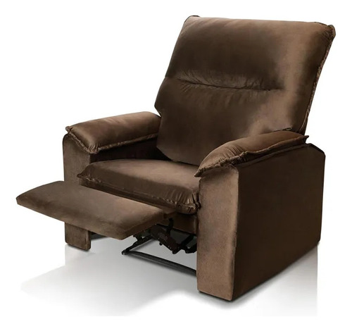 Poltrona Reclinable Holiday Tela Velour Estructura Maciza Color Marrón