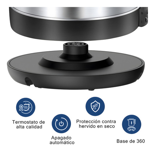Tetera Cafetera Hervidor Eléctrico 2 Litros Inoxidable