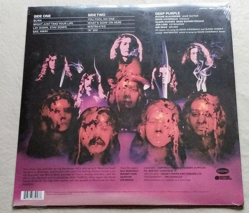 Vinilo Lp Deep Purple Burn Purple Vinyl Edición Limitada