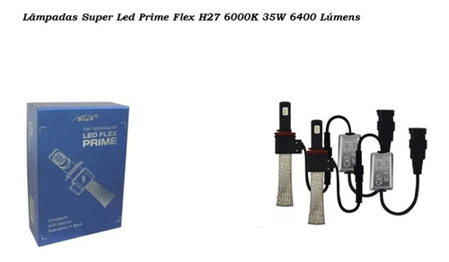 Kit Lâmpadas Farol Super Led H27 6400lm C/ Dissipador Malha