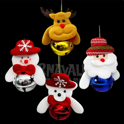 Mox 12 Cascabeles Muñecos Navideños Adorno Fieltro Navidad