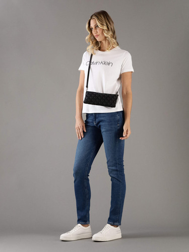 Bolsa Calvin Klein Crossbody Para Mujer Con Monograma Negro