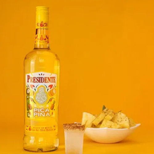 Pack De 4 Licor De Brandy Presidente Pica Piña 700 Ml