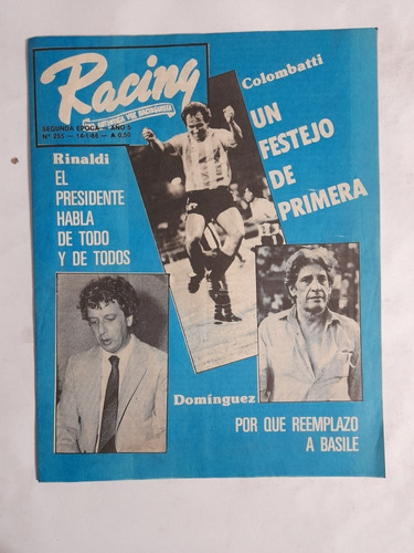 Revista Racing 255. Racing 1 Peñarol 1 Año 1986