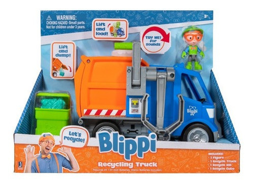 Blippi Camion De Reciclaje Con Figura Original Wabro 86155