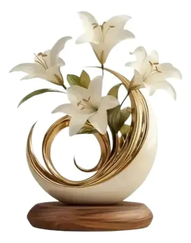 Y Enfeite Acrílico Decoração Sala Estar Luxo Lírio Dourado K