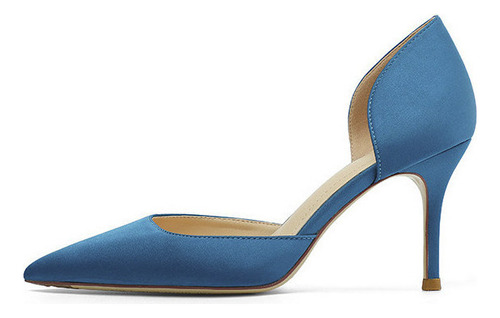 Zapatos Tacón Sin Cordones Seda Para Mujer Zapatos Con Punta