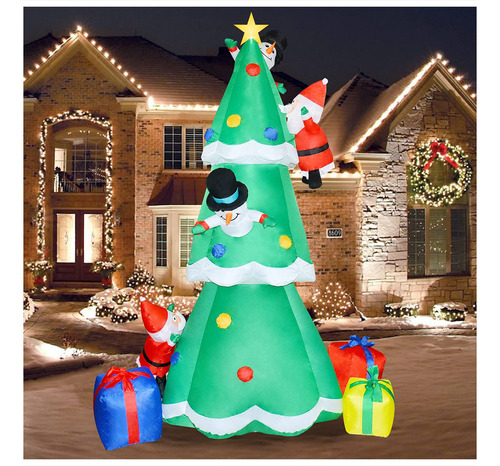 Arbol Inflable De Navidad De 8 Pies Con Led Integrado, Arbol