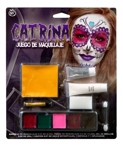 Kit De Maquillaje Catrina Deluxe Disfraz Halloween Fiesta