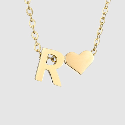 Colgante Simple De Letra En Forma De Corazón Para Mujer, Cue