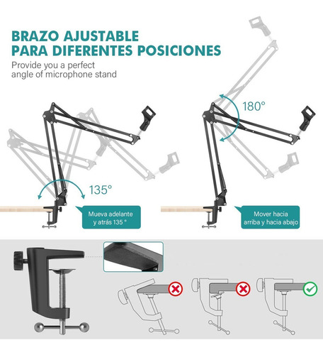 ^ Estudio De Micrófono Soporte Brazo Para Grabación