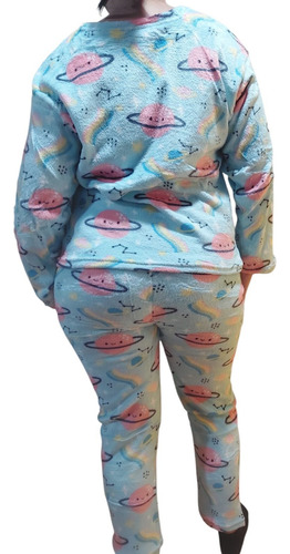 Pijama Juvenil Peluche Liviano Soft Estampado (36-40)
