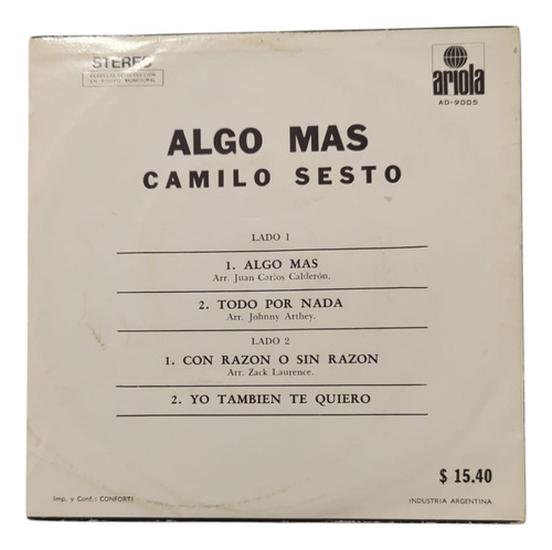 Vinilo Simple Camilo Sesto Algo Más Supercultura Estándar