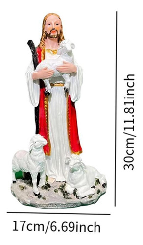 Figura De Jesús Sosteniendo Un Cordero De 20 Cm, Colección