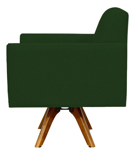 Kit 02 Poltronas Decorativas Base de Madeira Helô L02 Suede Verde Musgo