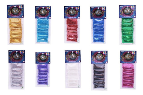 Glitter Gibre Givre Purpurina Pack X 6 Sobres Color Azul Eléctrico