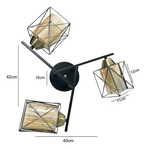 Lampara De Techo Geometrico Triple Foco Ampolleta Led E27