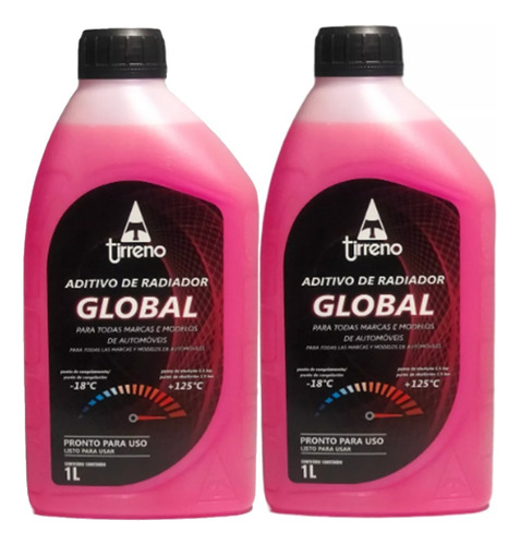 2 Aditivo Radiador Pronto Uso Rosa Global Tirreno Original