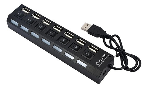 Hub Usb 2.0 Switch 7 Portas C/ Botão Made Basics Usb-7