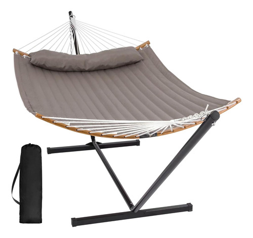 Hamaca Portatil Con Soporte Max 450lb Tela Marron Suncreat